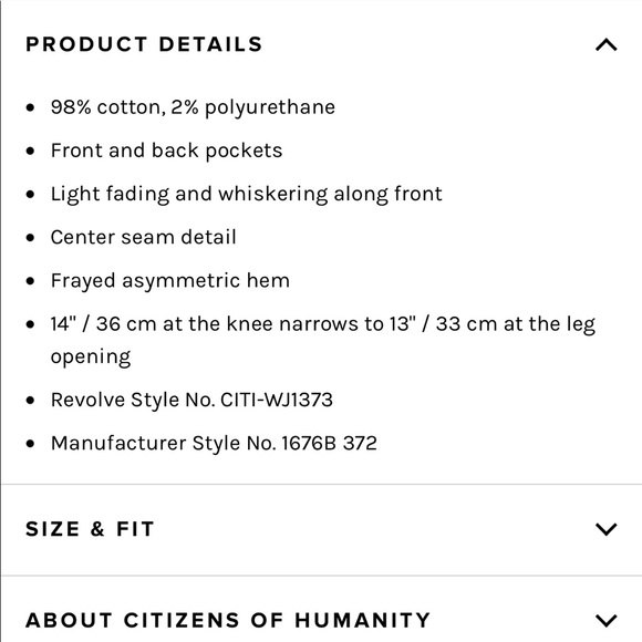 Citizens of Humanity Amari Step Hem Jeans Size 28 - Picture 15 of 15